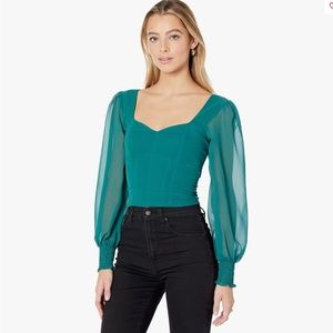 Long Sleeve Sweatheart Puff Sleeve Top